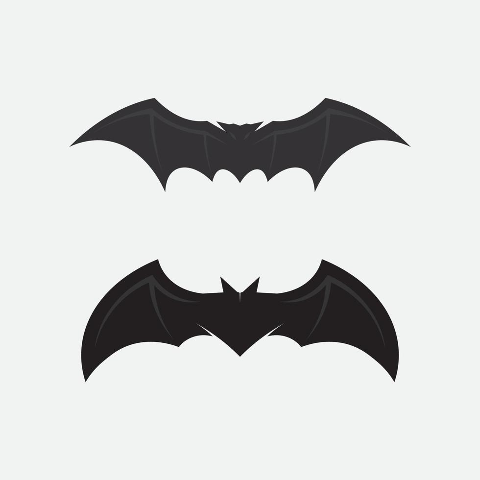 logo de chauve-souris animal et image vectorielle, ensemble d'ailes, noir, halloween, vampire, gothique, illustration, icône de chauve-souris design vecteur