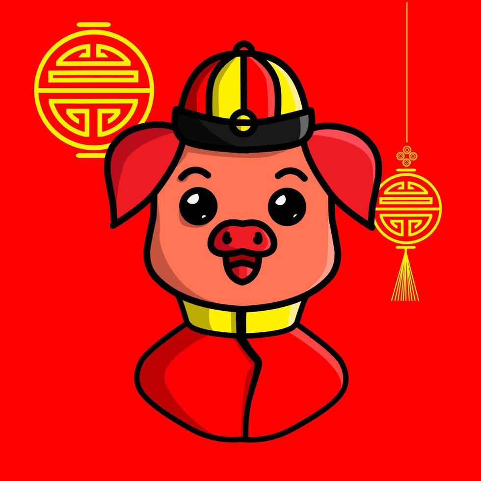 cochon signe du zodiaque symbole logo mascotte le nouvel an lunaire vecteur