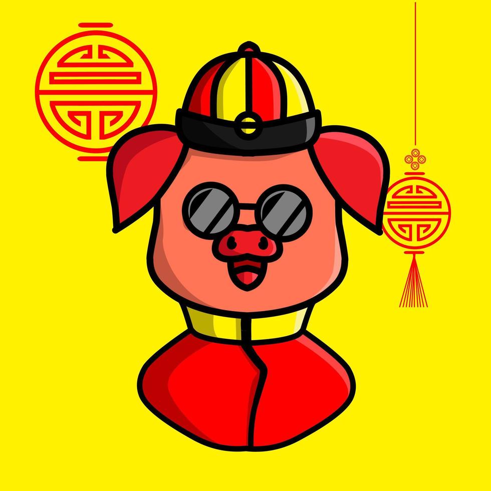 cochon signe du zodiaque symbole logo mascotte le nouvel an lunaire vecteur