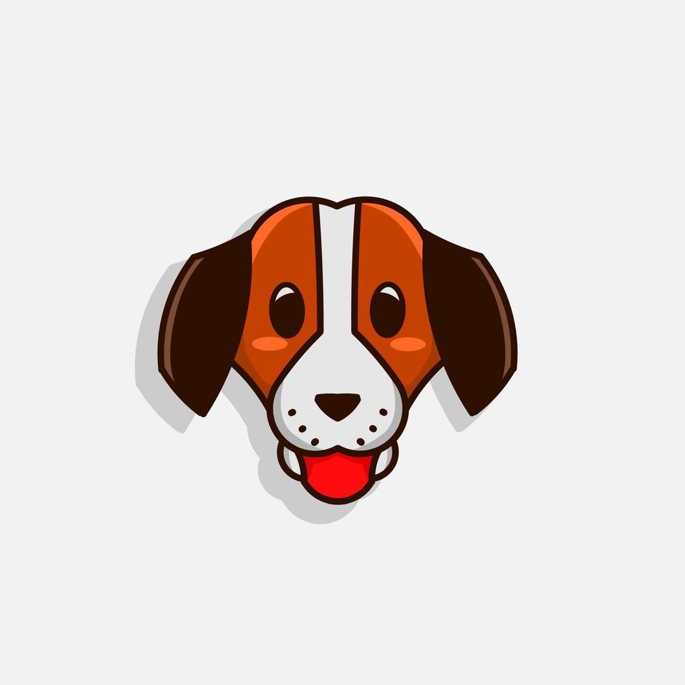 chien logo dessin animé mignon animal sourire chiot mascotte porter des lunettes sur fond blanc vecteur