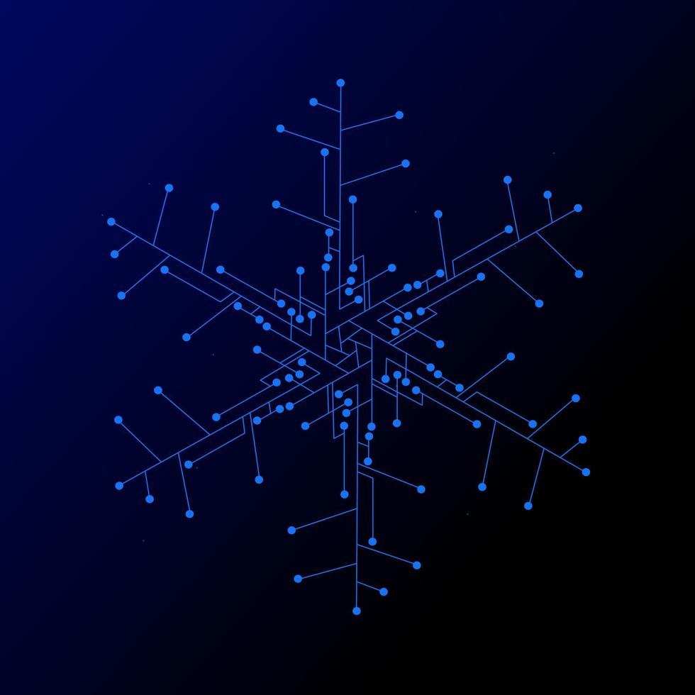 la conception de logo électronique de neige de technologie pour le fond de noël vecteur
