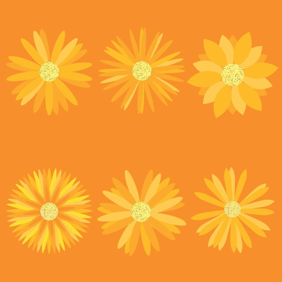 ensemble de fleurs orange sur fond orange idéal pour projets et décorations vecteur