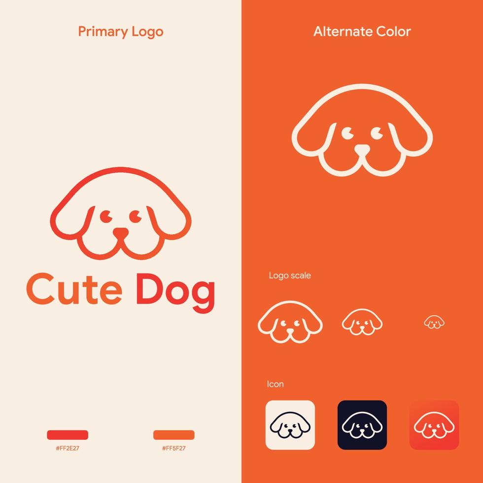 concept monoline de logo de chien simple et élégant vecteur