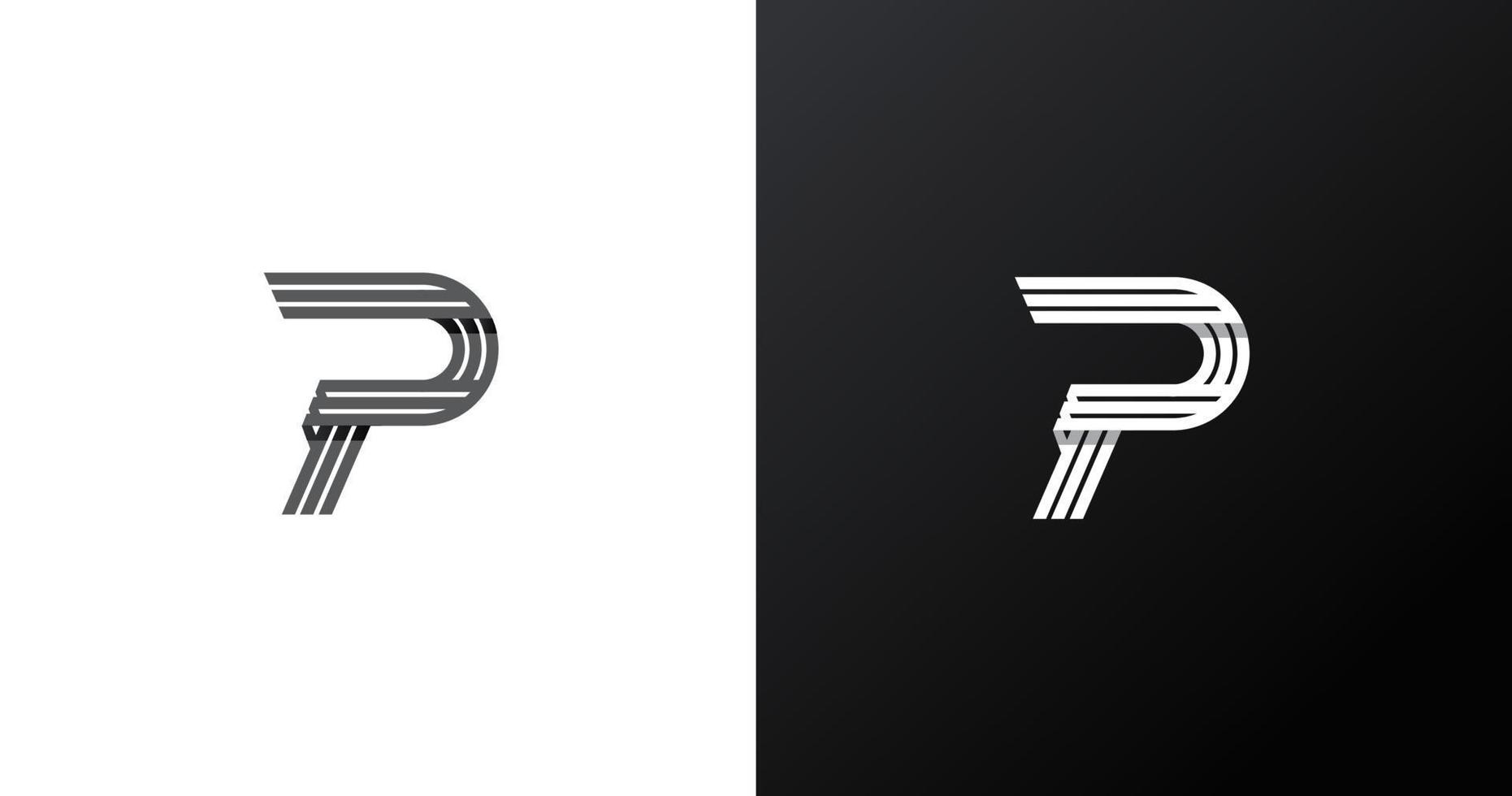 modèle de conception de logo de lettre p initiale, concept de ligne plate minimaliste, illustration vectorielle vecteur