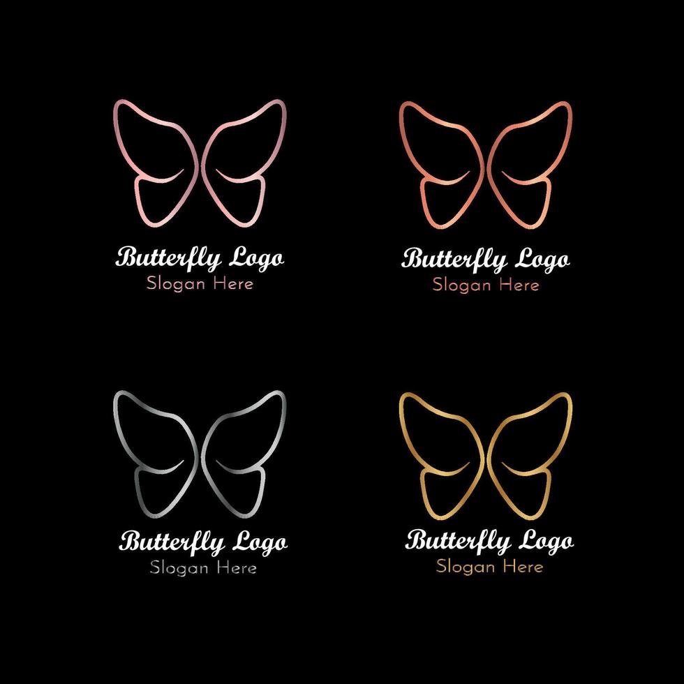 ensemble de logos papillons aux couleurs métalliques vecteur