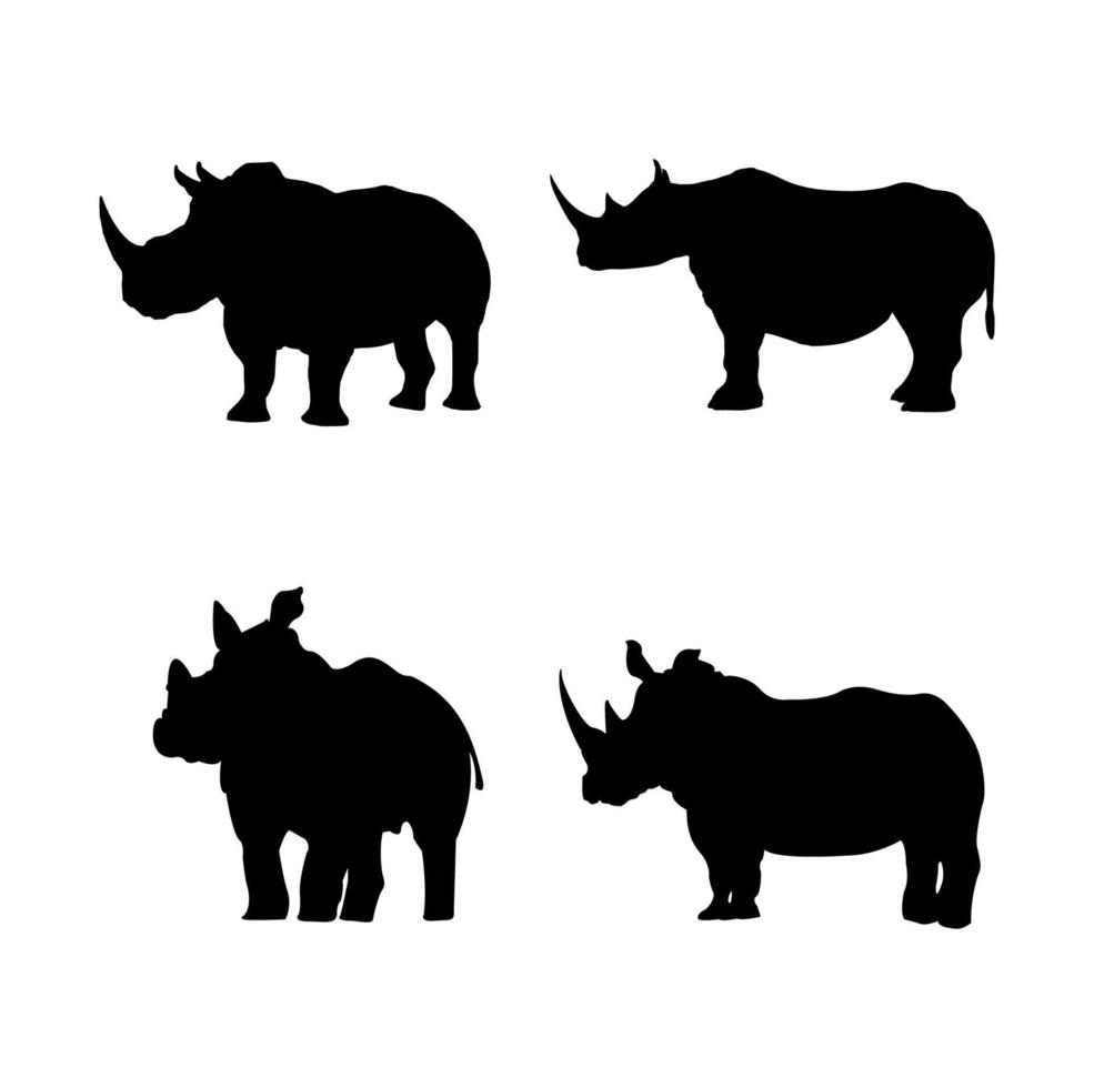 ensemble de silhouette de rhinocéros vecteur