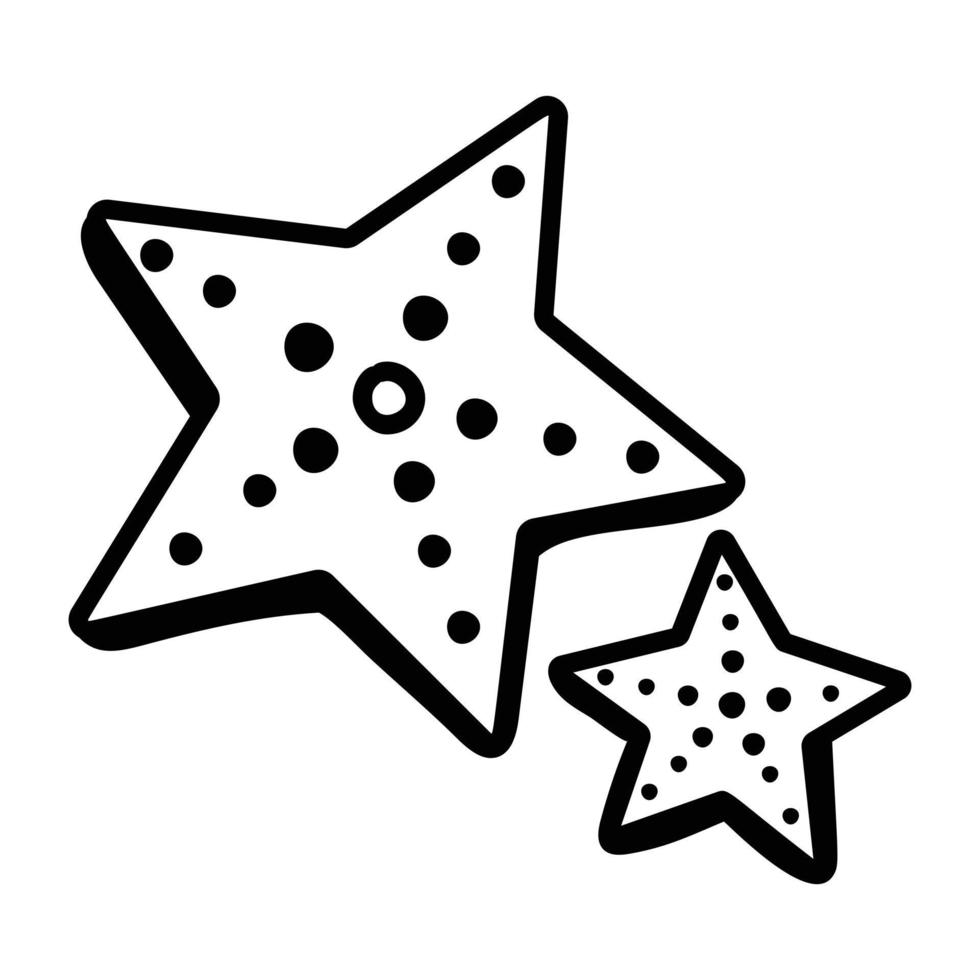 créature marine, icône doodle d'étoile de mer vecteur