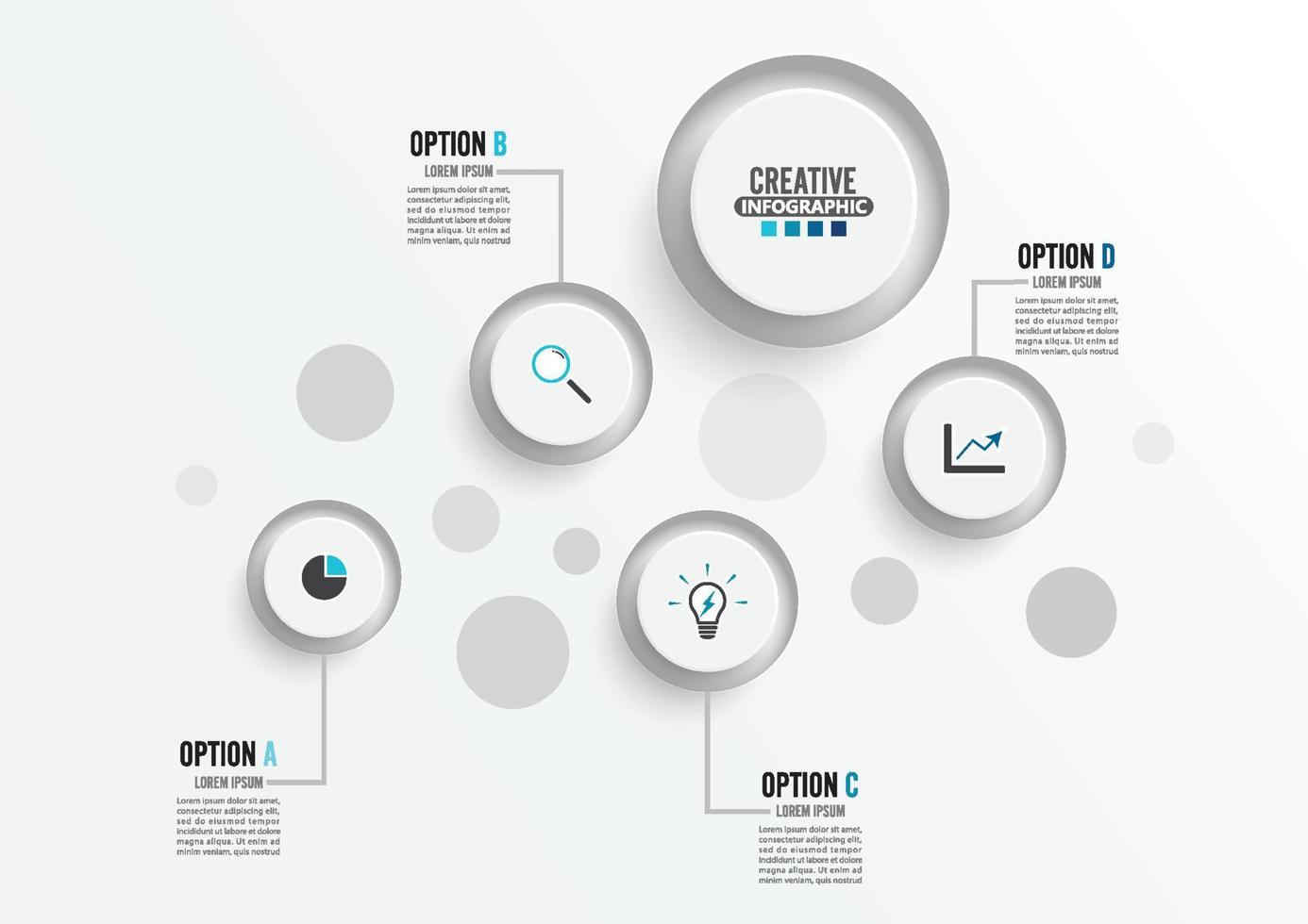 modèle d'infographie vectorielle avec étiquette en papier 3d, concept d'entreprise avec 4 options. pour le contenu, le diagramme, l'organigramme, les étapes, les pièces, l'infographie de la chronologie, le flux de travail, le graphique. vecteur