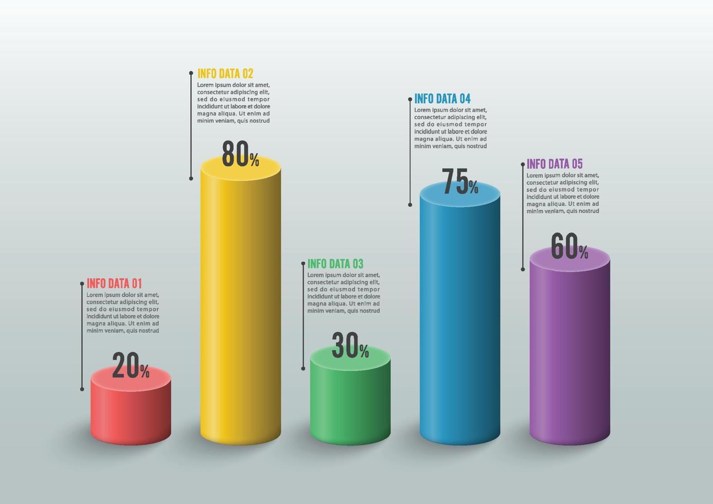 graphiques et tableaux. statistiques et données, concept d'entreprise iinfographic avec 5 options pour le contenu, diagramme, organigramme, étapes, pièces, infographie chronologique, flux de travail, graphique. vecteur