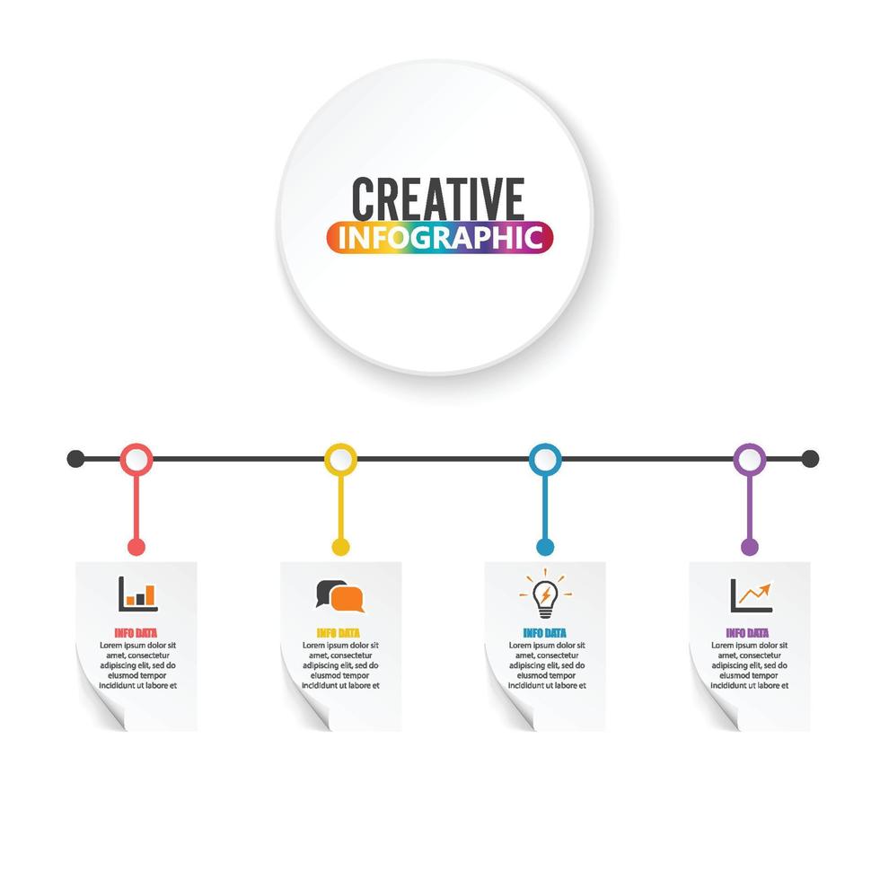 chronologie du concept d'entreprise. le modèle d'infographie, l'infographie en 4 étapes de papier réaliste, la bannière vectorielle peut être utilisée pour la mise en page du flux de travail, le diagramme, la présentation, l'éducation ou toute option numérique. vecteur