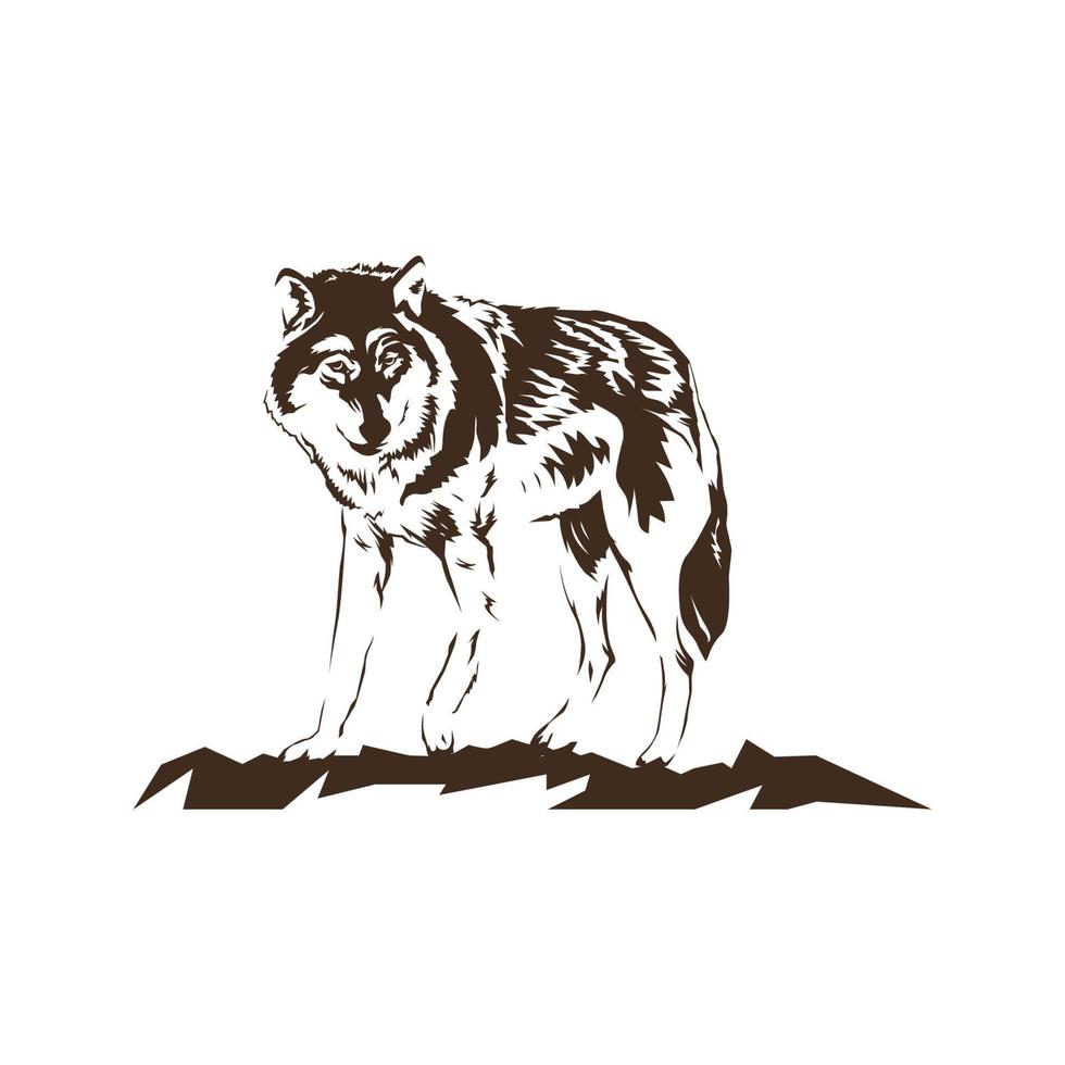 loup sauvage animal nature faune gravure gravure silhouette vecteur