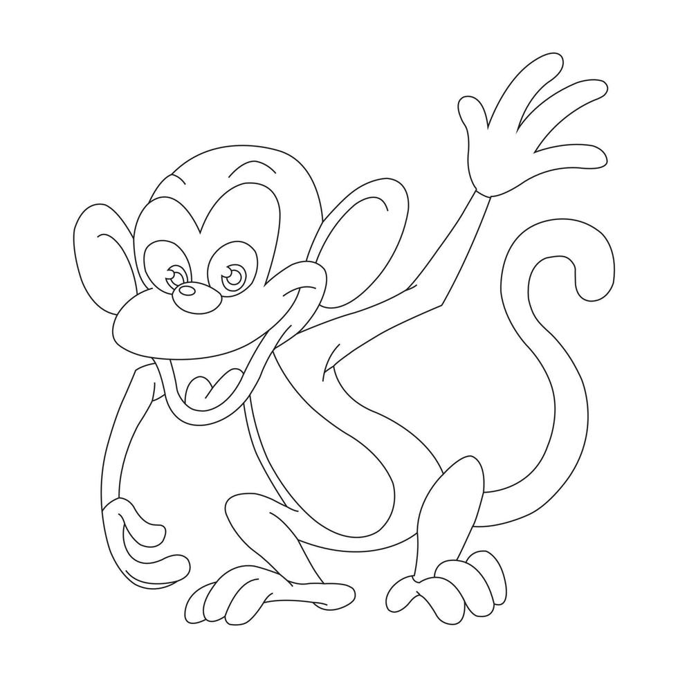 mignon petit singe aperçu coloriage pour enfants livre de coloriage animal dessin animé illustration vectorielle vecteur