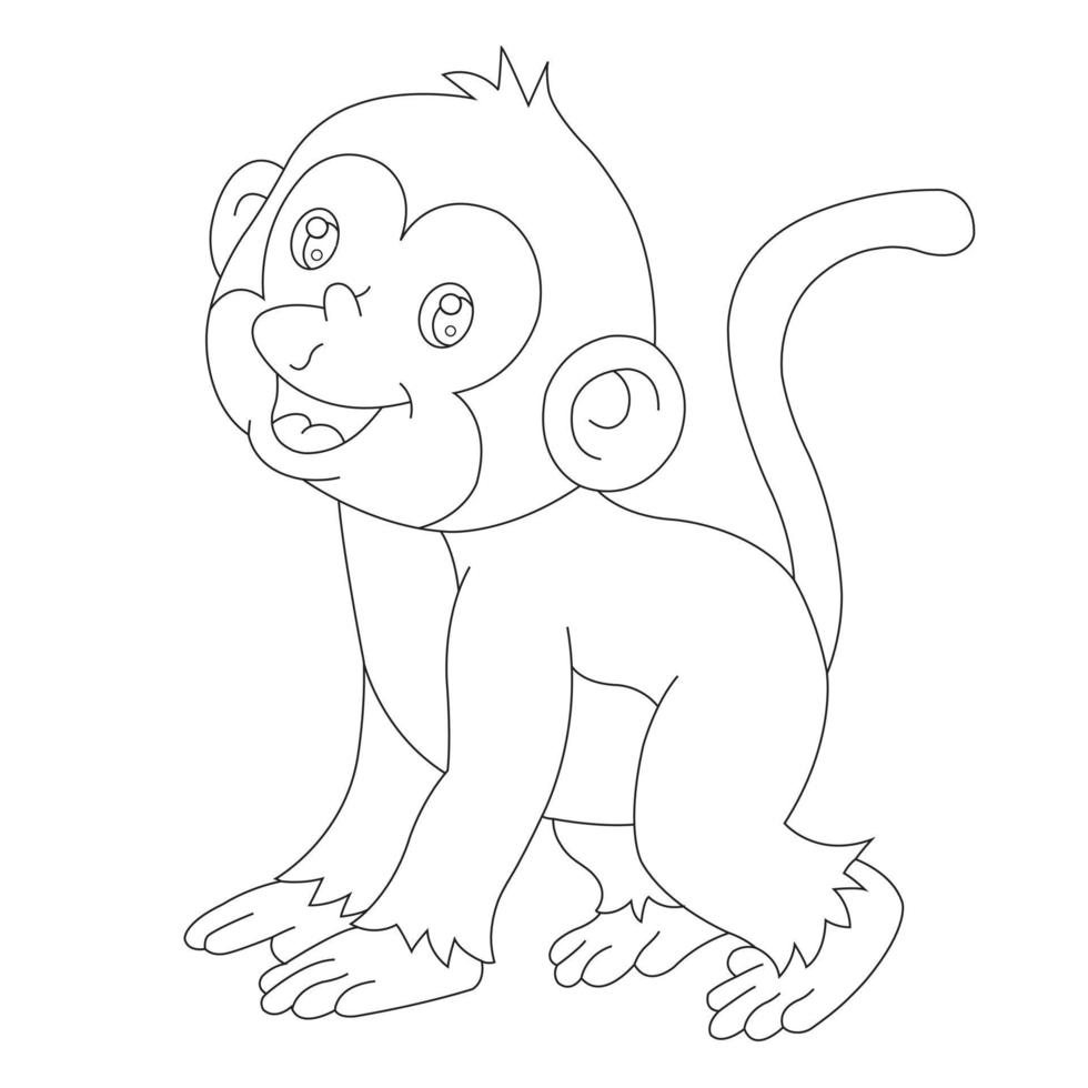 mignon petit singe aperçu coloriage pour enfants livre de coloriage animal dessin animé illustration vectorielle vecteur