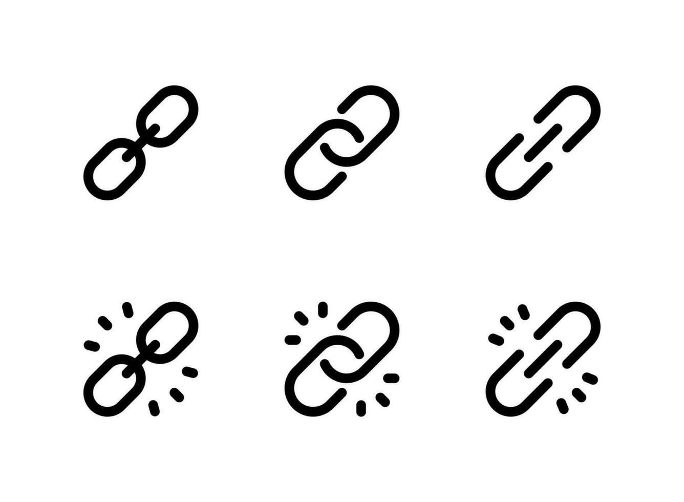 ensemble simple d'icônes de lignes vectorielles liées au lien. vecteur