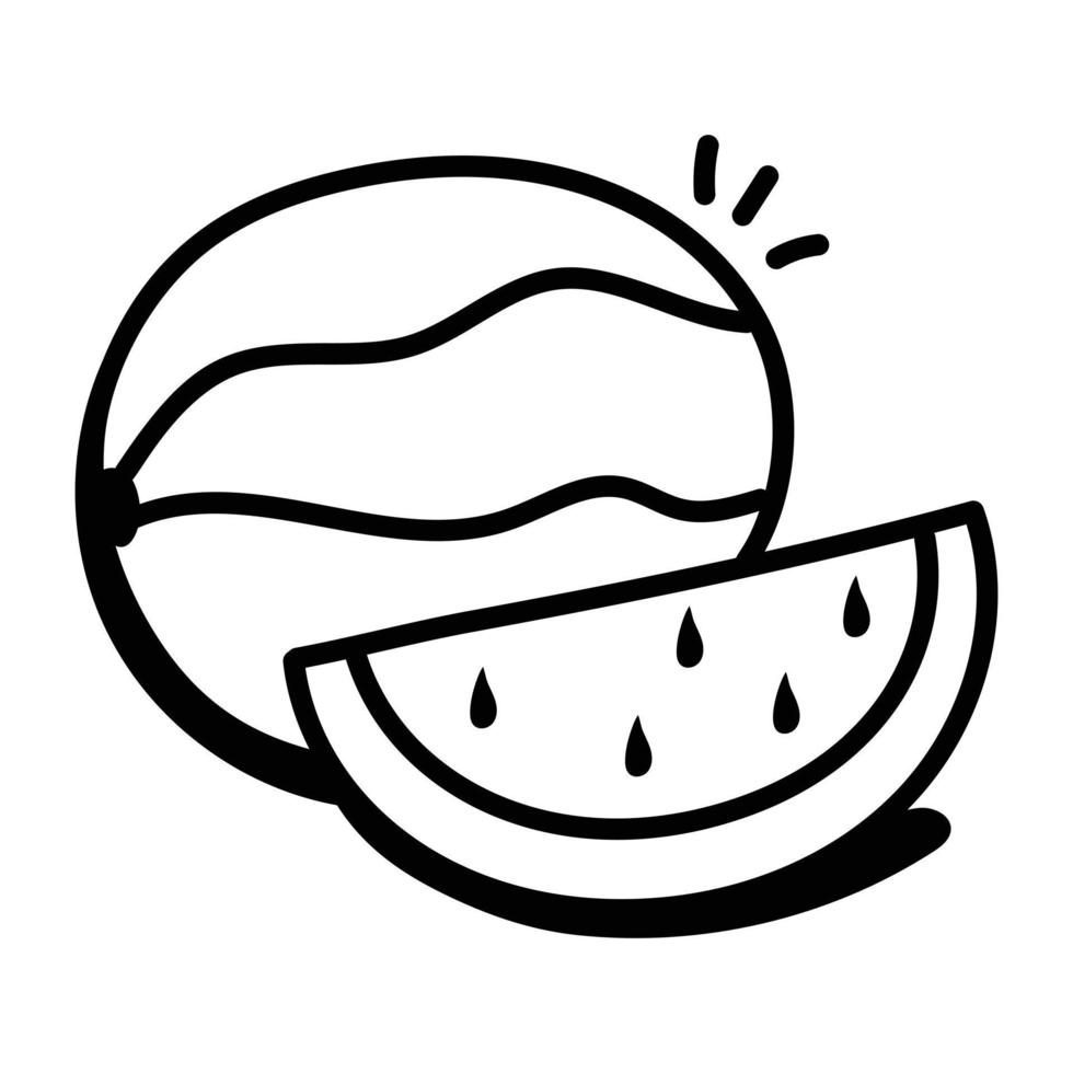 aliments biologiques, icône doodle de pastèque vecteur