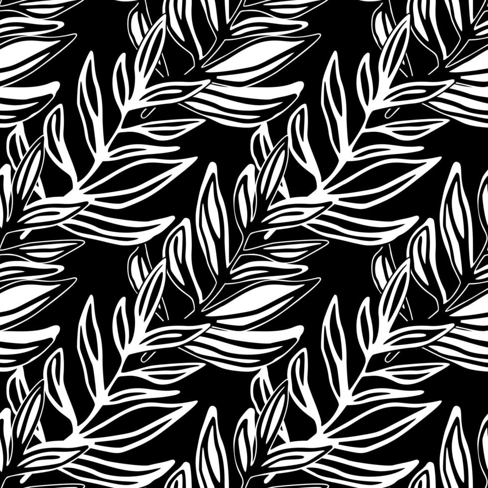 motif sans couture géométrique jungle monochrome. motif tropical, feuilles de palmier sans soudure. fond fleuri. décor de plantes exotiques. vecteur