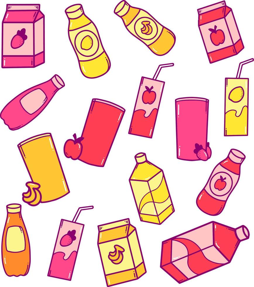 illustration de doodle de jus de fruits vecteur