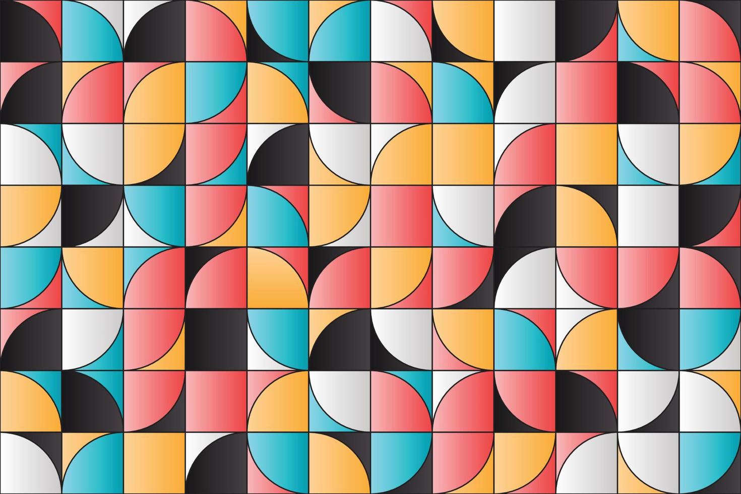 fond géométrique dégradé multicolore. motif sans couture de ligne demi-cercle aléatoire vecteur