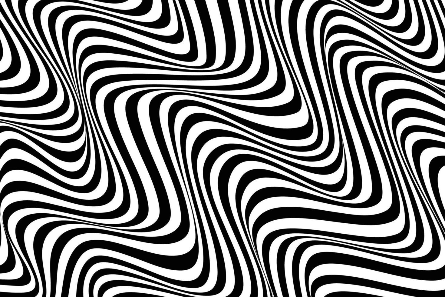 art de l'illusion d'optique. fond abstrait de flux de bande ondulée. motif de lignes noires et blanches vecteur