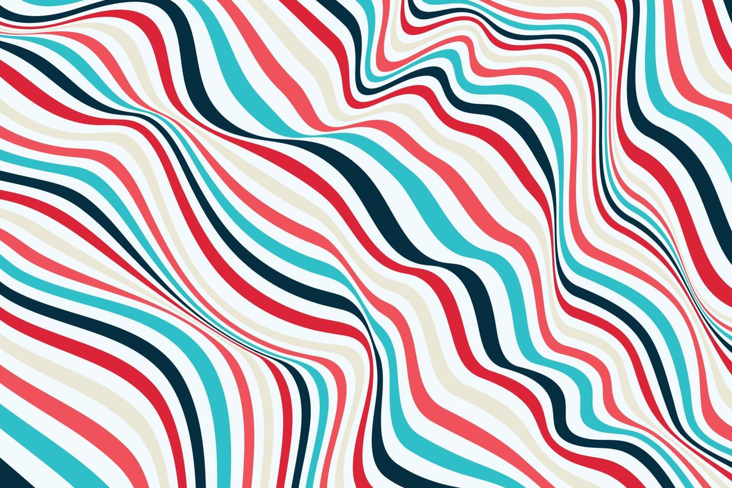 art de l'illusion d'optique. fond abstrait de flux de bande ondulée bouillante. motif de lignes colorées vecteur