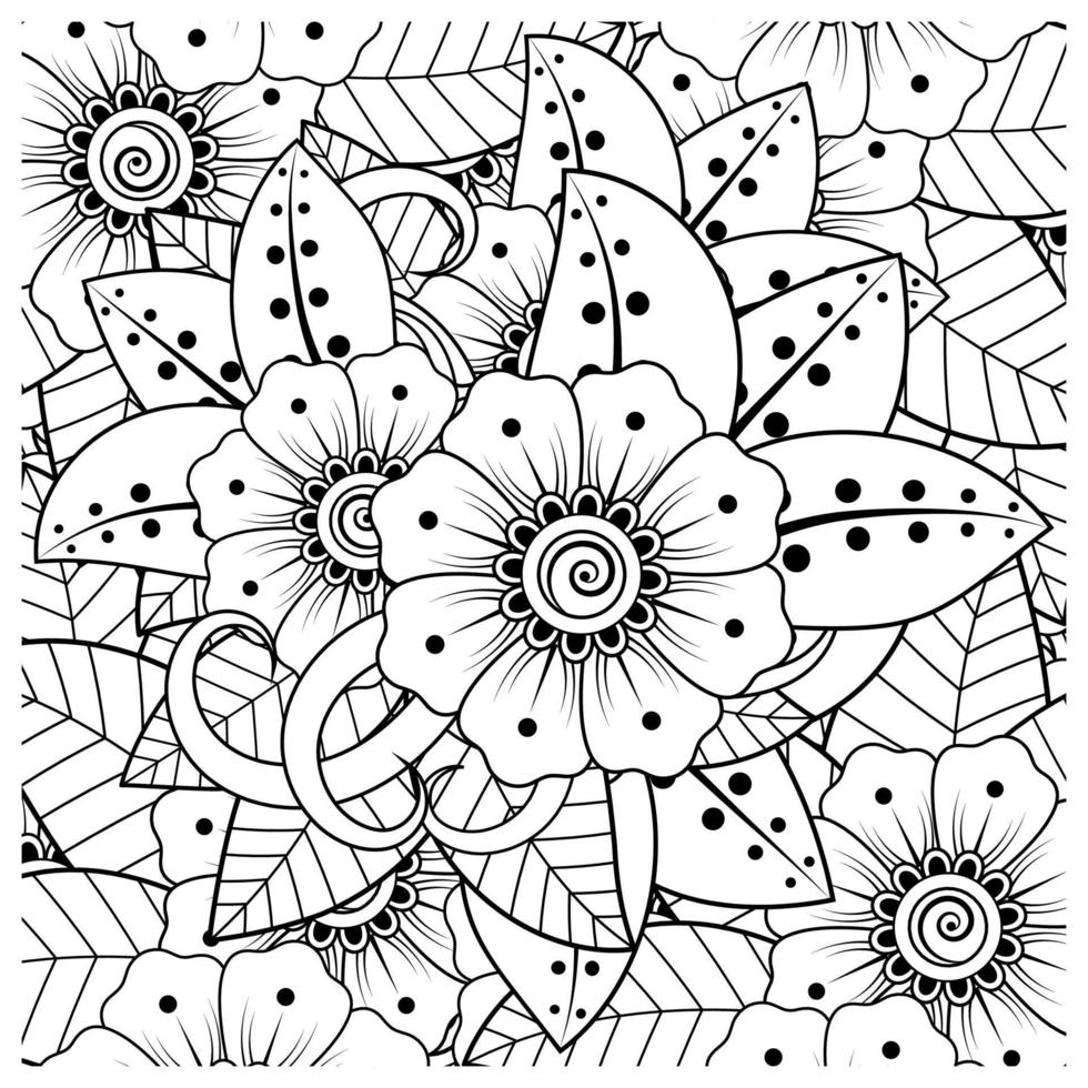 fleurs en noir et blanc. art de griffonnage pour livre de coloriage vecteur