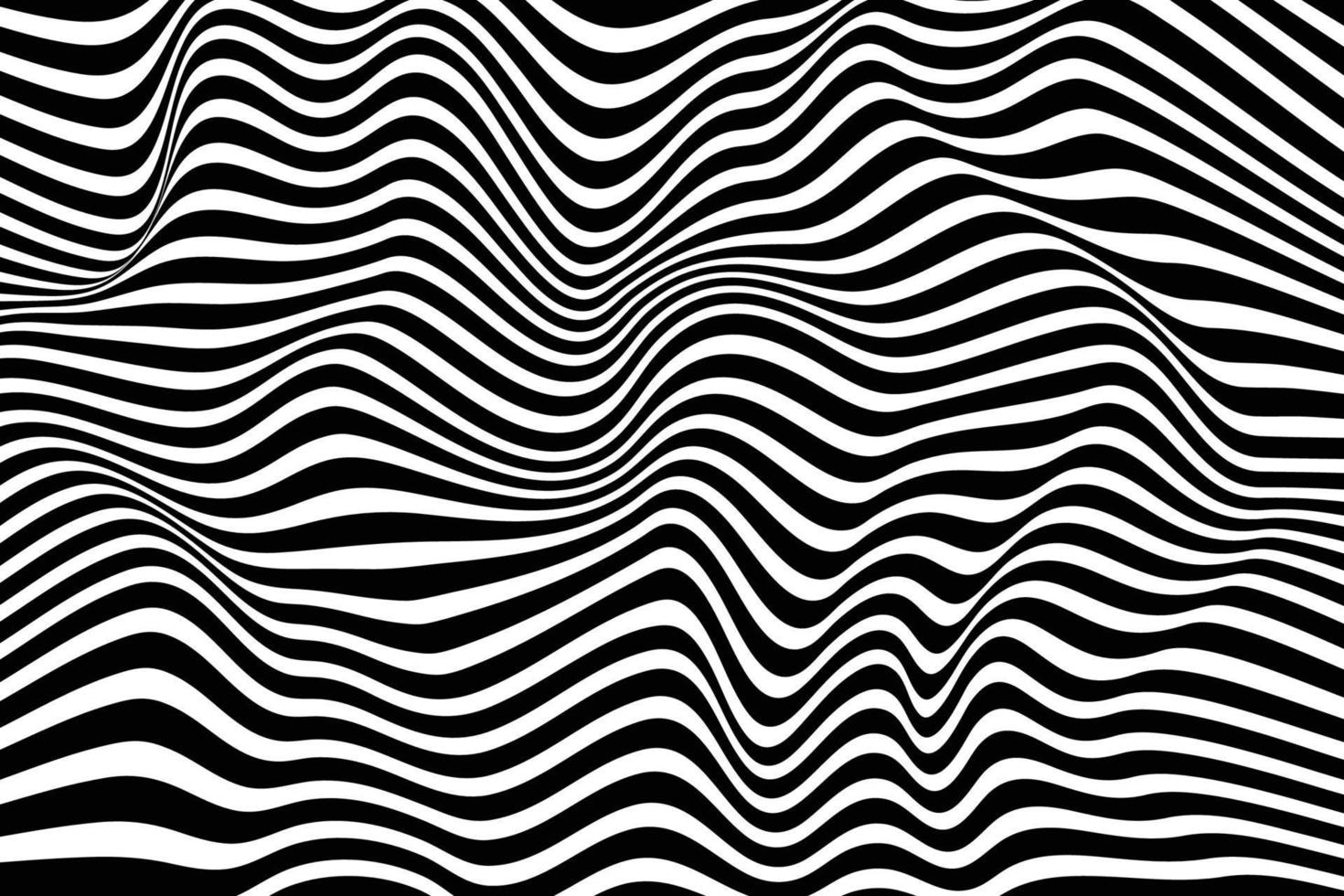 surface ondulée monochrome. conception de fond de lignes courbes noires et blanches. texture de motif de vague à la mode vecteur