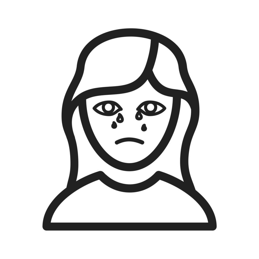 icône de ligne de femme qui pleure vecteur