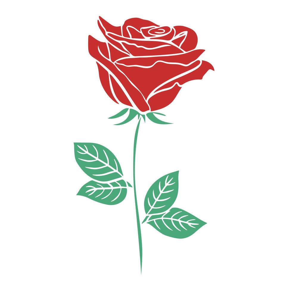 rose rouge pochoir dessin illustration vectorielle vecteur