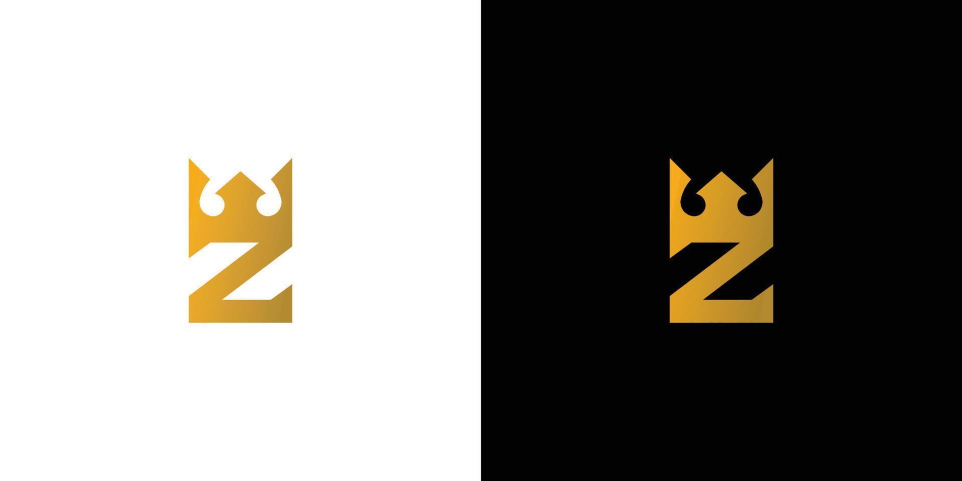 création de logo de couronne de roi initiale lettre z moderne et unique vecteur