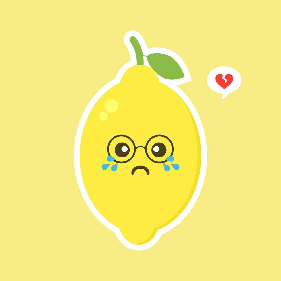 personnages de citron drôles et kawaii expressions heureuses. illustration de vecteur de dessin animé isolé sur fond de couleur. personnages drôles de citron, mascottes, émoticônes.