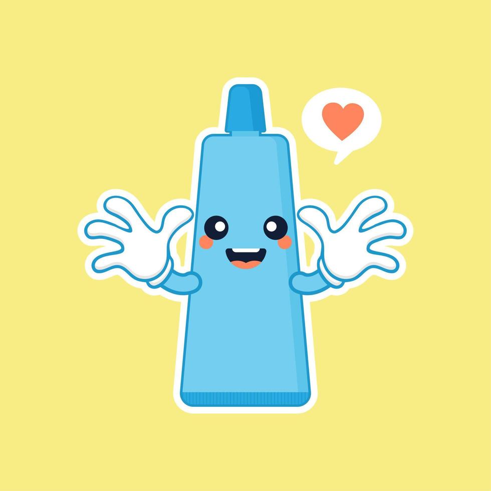 dentifrice souriant mignon et kawaii. illustration de personnage de dessin animé de vecteur plat. soin des dents. concept dentaire pour la dentisterie des enfants. prévention des maladies de la cavité buccale.