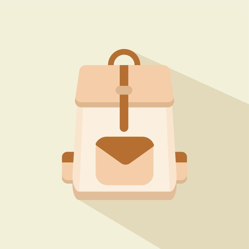 icône de sac à dos scolaire. illustration dans un style plat. icône ronde avec ombre portée. vecteur