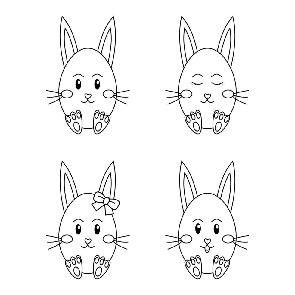 lapin de pâques oeuf dessin au trait illustration adaptée aux enfants coloriage vecteur