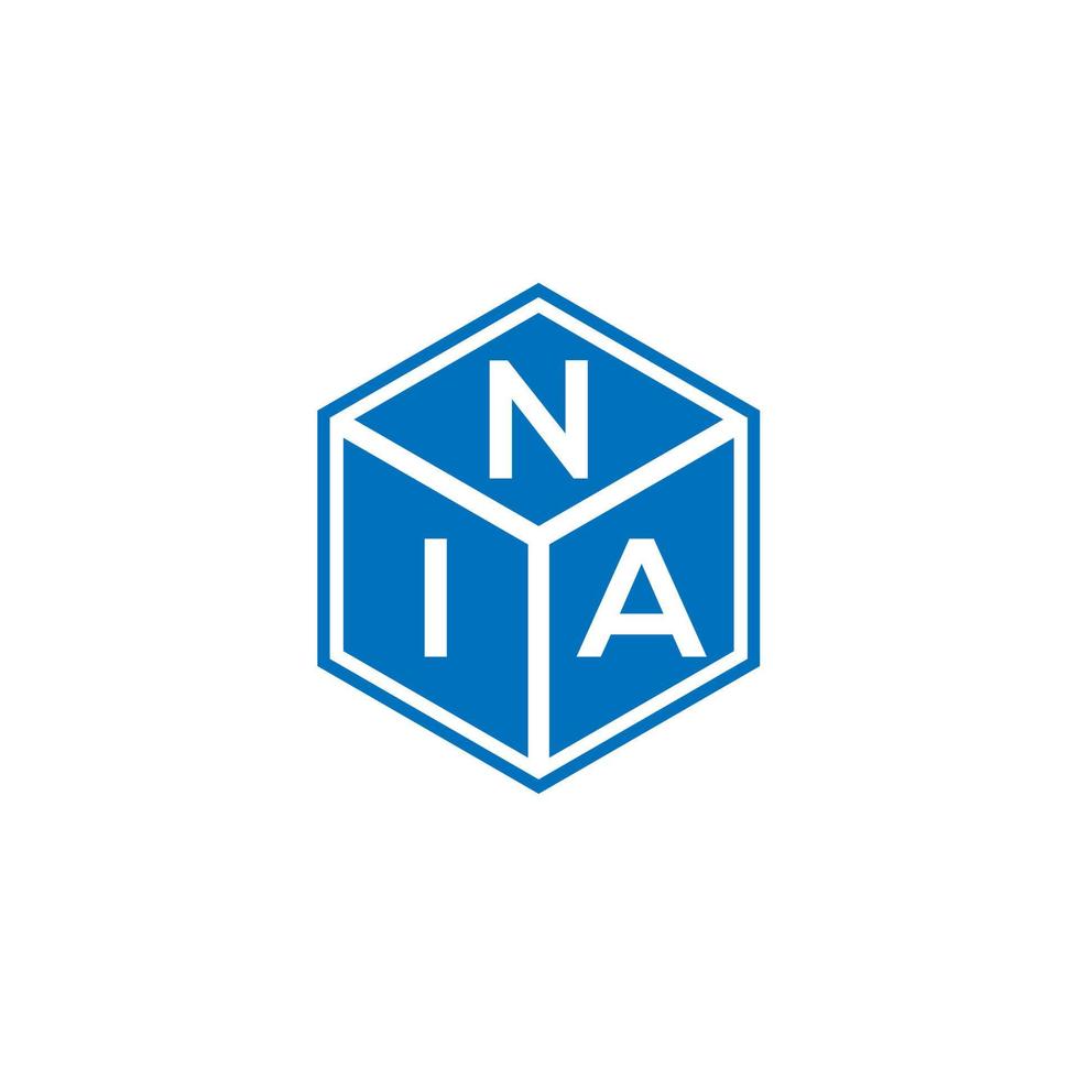 création de logo de lettre nia sur fond noir. concept de logo de lettre initiales créatives nia. conception de lettre nia. vecteur