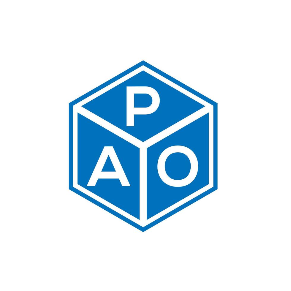 création de logo de lettre pao sur fond noir. concept de logo de lettre initiales créatives pao. conception de lettre pao. vecteur