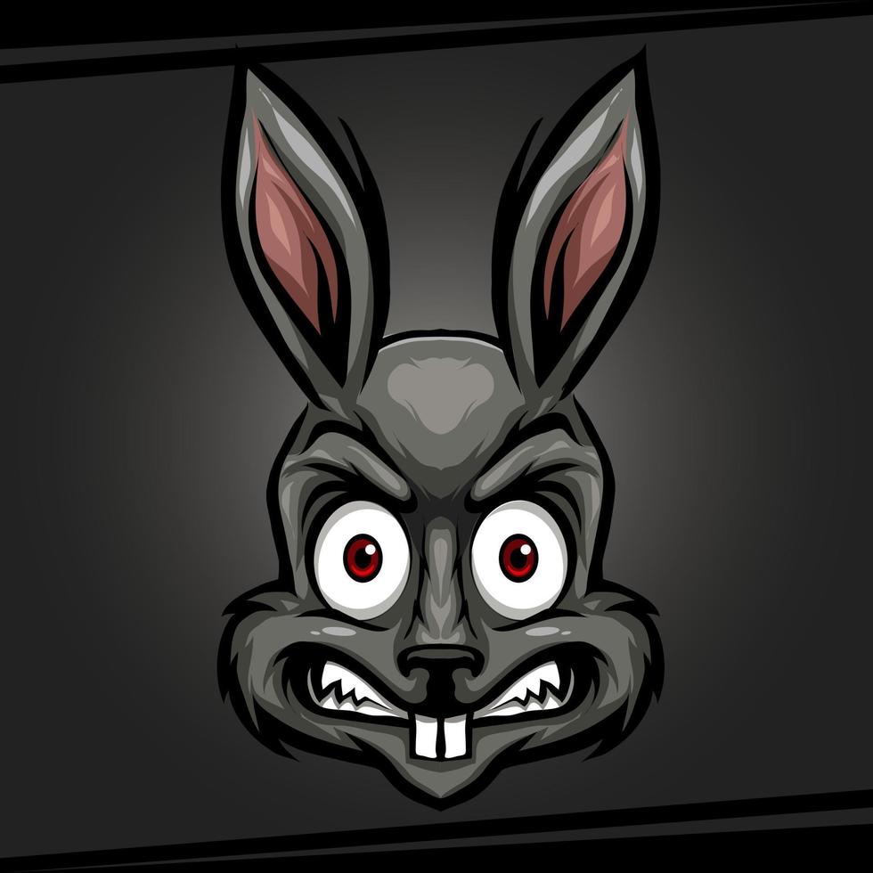 tête lapin mascotte animale en colère pour les sports et esports logo illustration vectorielle vecteur