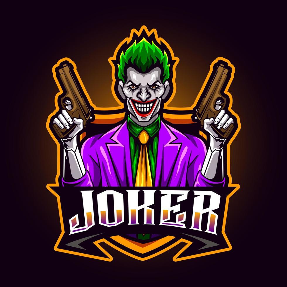 mascotte de pistolet joker pour l'illustration vectorielle du logo sports et esports vecteur