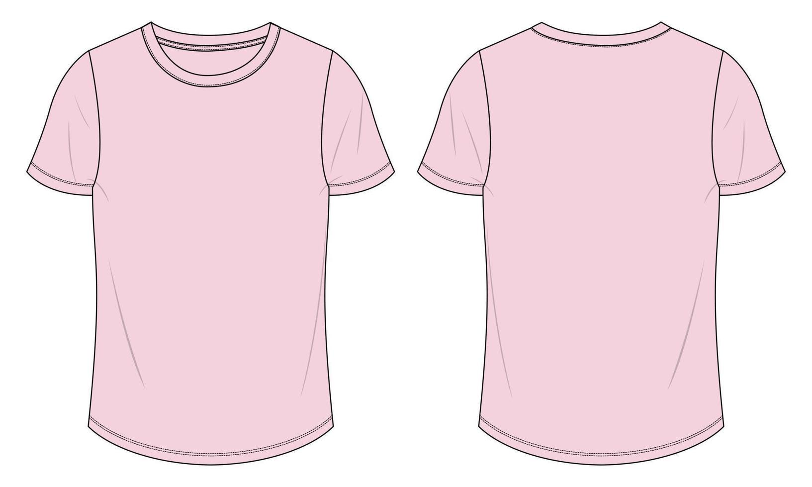 t-shirt à manches courtes mode technique croquis plat illustration vectorielle modèle de couleur violet pour dames. vecteur