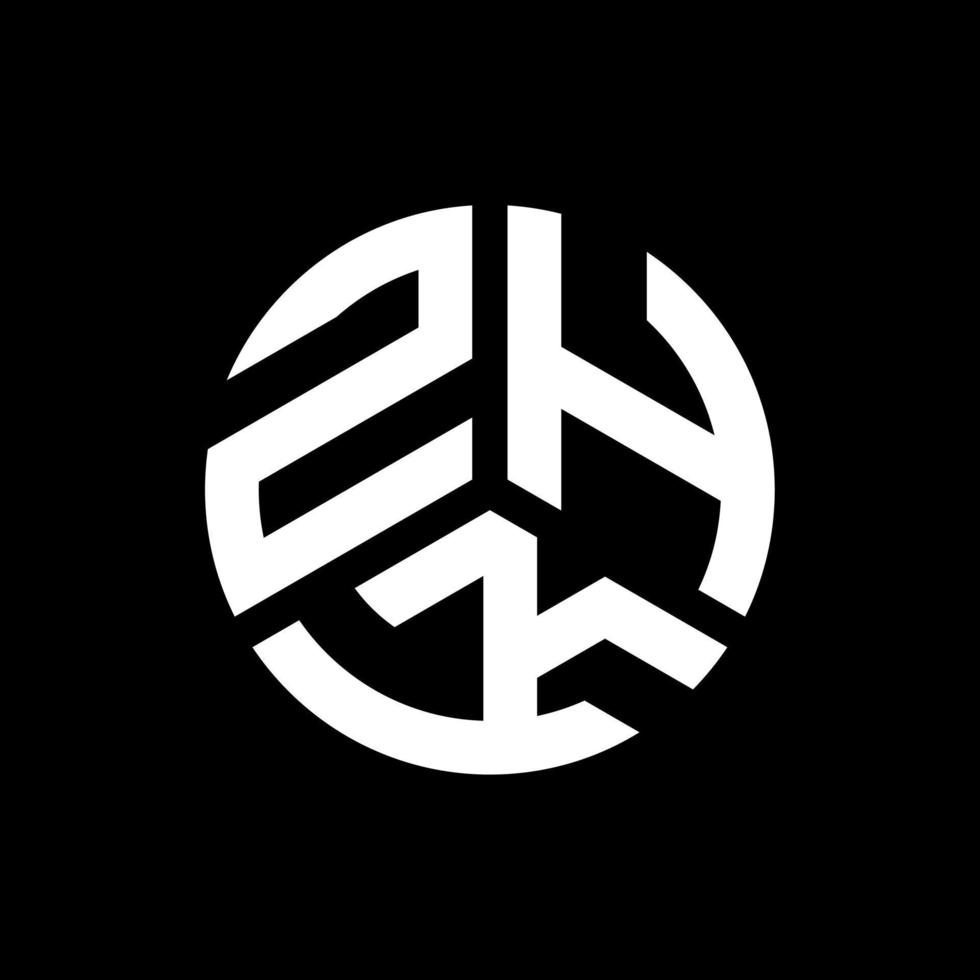 création de logo de lettre zhk sur fond noir. concept de logo de lettre initiales créatives zhk. conception de lettre zhk. vecteur