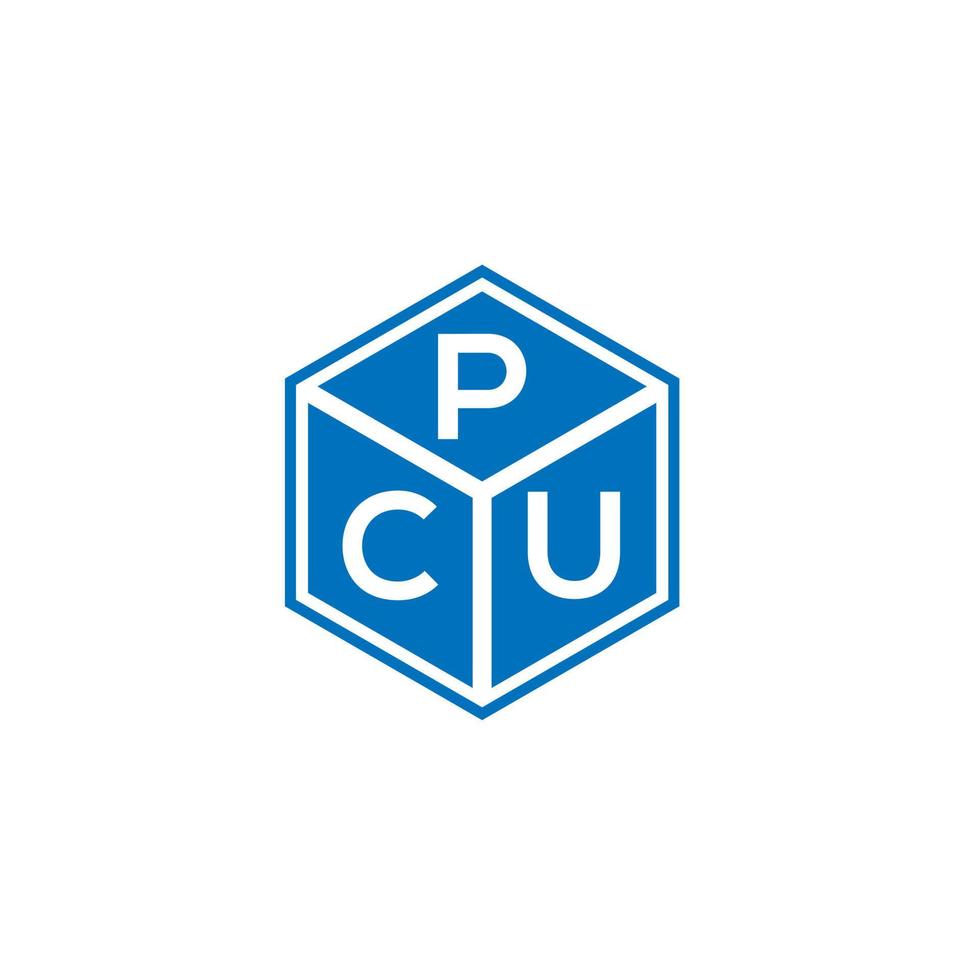 création de logo de lettre pcu sur fond noir. concept de logo de lettre initiales créatives pcu. conception de lettre pcu. vecteur