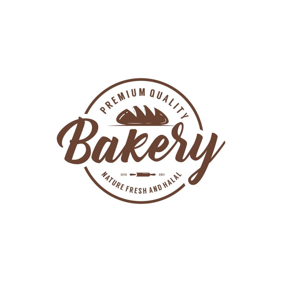modèle de conception de logo autocollant étiquette boulangerie boulangerie vintage vecteur
