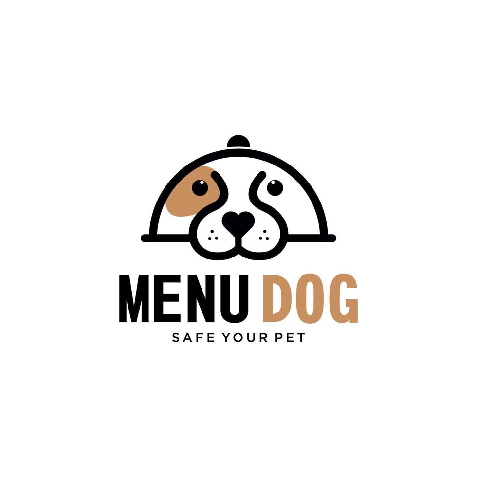 modèle de conception de logo de menu de plat de chien. étiquette d'icône animale moderne pour magasin, nourriture vétérinaire vecteur