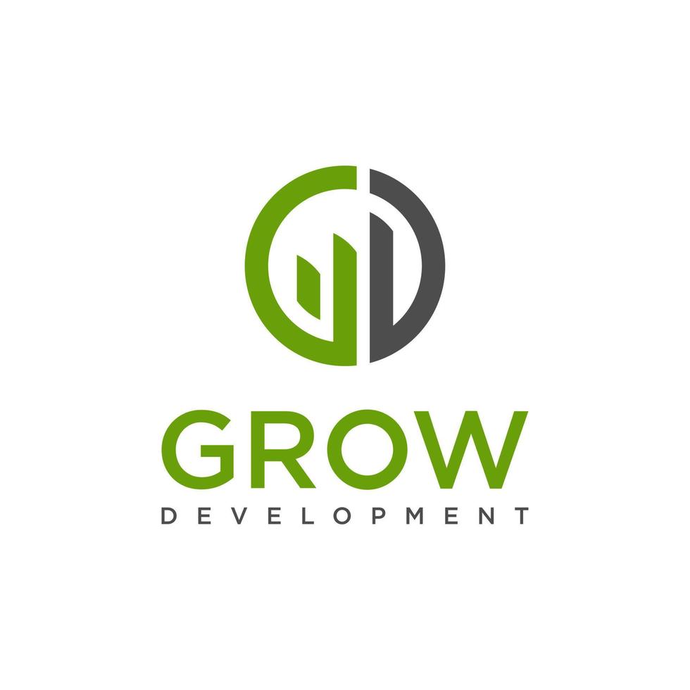 lettre initiale g et d logo lié à la croissance. de couleur verte isolé sur fond blanc. utilisable pour les logos d'entreprise et de marque. Élément de modèle de conception de logo vectoriel plat