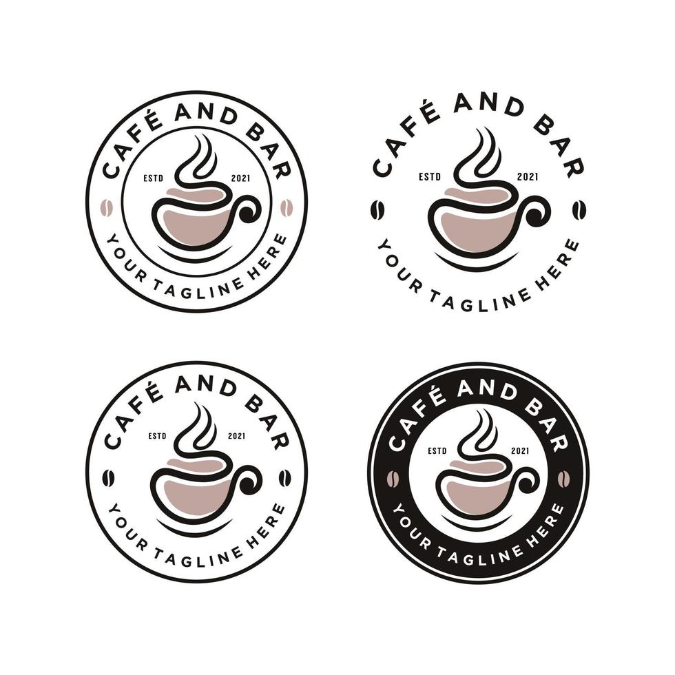 ensemble de café café logo badge emblème étiquette modèle de conception vecteur