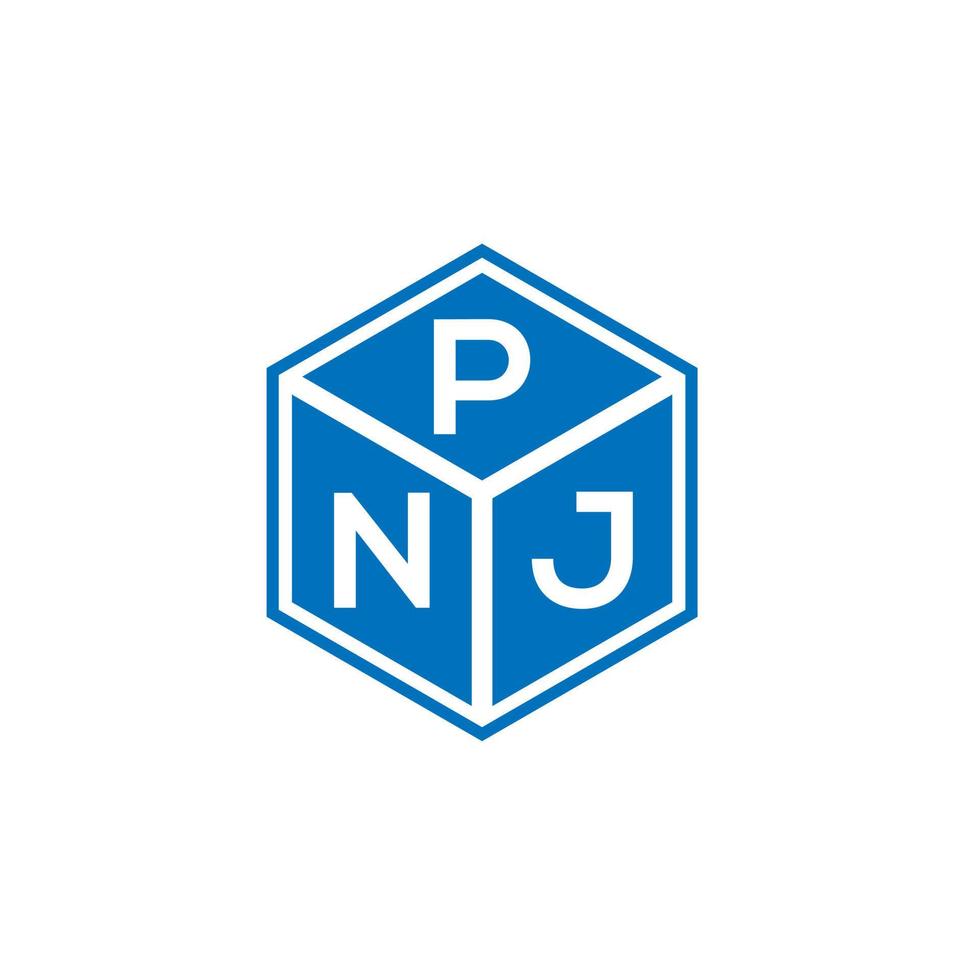 création de logo de lettre pnj sur fond noir. concept de logo de lettre initiales créatives pnj. conception de lettre pnj. vecteur