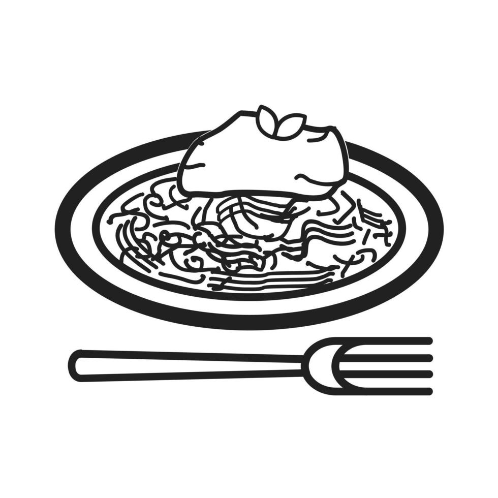 icône de ligne spaghetti bolognaise vecteur