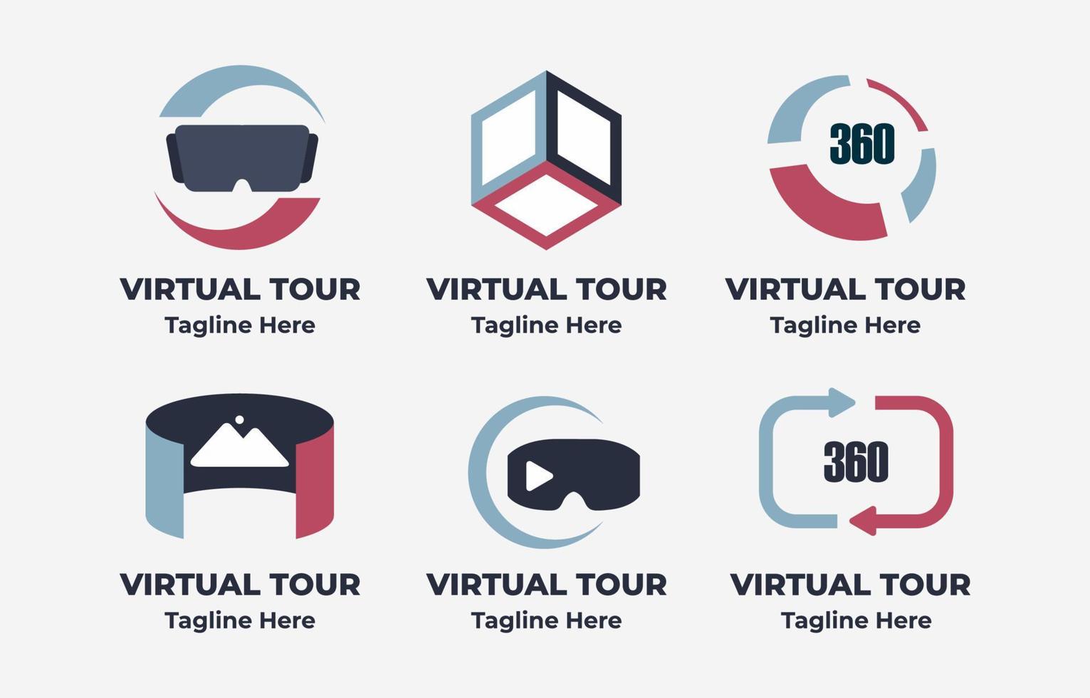 ensemble de logos de visite virtuelle vecteur