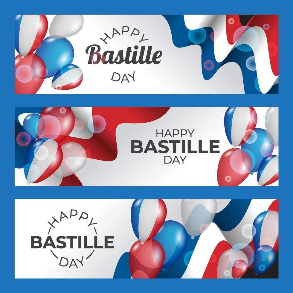 ensemble de bannière de célébration du jour bastille heureux vecteur