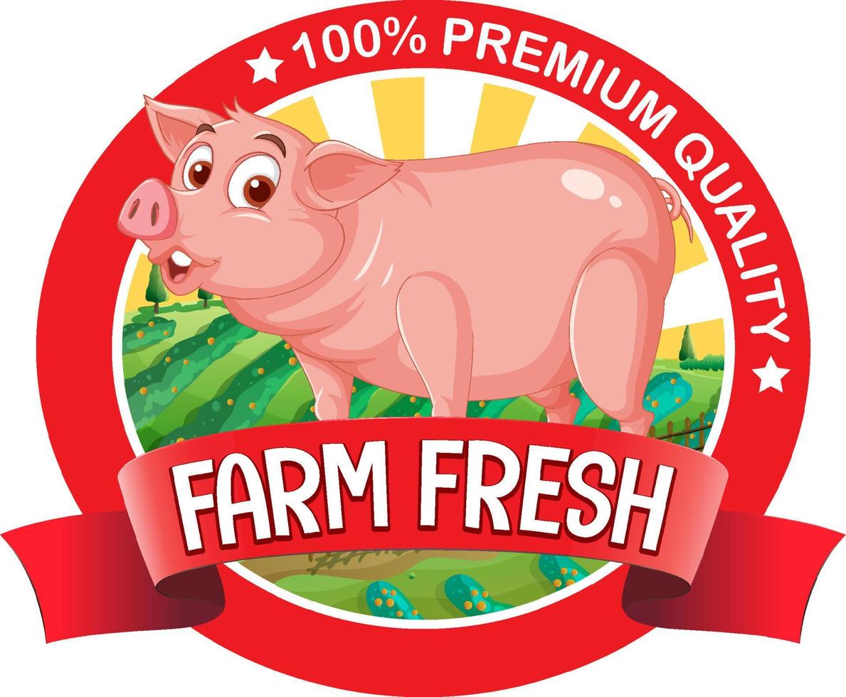 logo frais de la ferme porcine pour les produits de porc vecteur