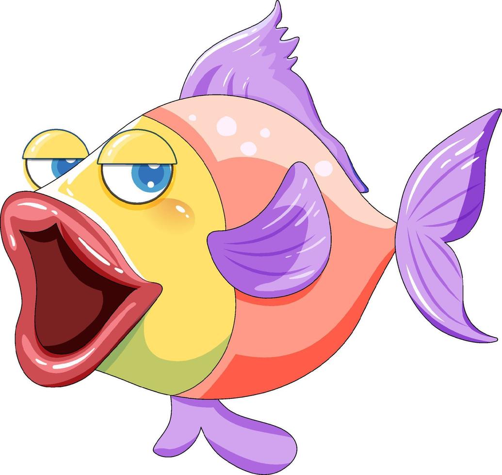 poisson de dessin animé avec de grandes lèvres vecteur